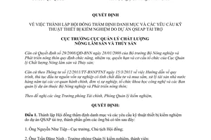 Quyết định 358/QĐ-QLCL  thành lập Hội đồng thẩm định danh mục và yêu cầu