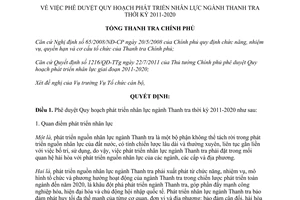 Quyết định 2857/QĐ-TTCP Quy hoạch phát triển nhân lực ngành Thanh tra