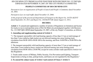 Decision No. 66/2011/QD-UBND amending Decision No. 121/2007/QD-UBND Ho Chi Minh