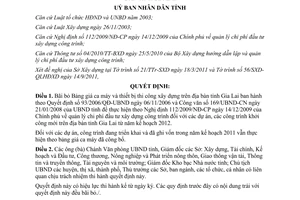 Quyết định 698/QĐ-UBND bãi bỏ Bảng giá ca máy và thiết bị thi công xây dựng