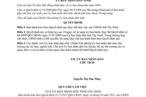 Quyết định 37/2011/QĐ-UBND quy chế làm việc ủy ban nhân dân Tây Ninh