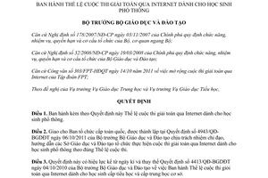 Quyết định 5274/QĐ-BGDĐT năm 2011 thể lệ cuộc thi giải toán qua Internet