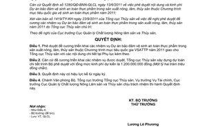 Quyết định 2505/QĐ-BNN-QLCL Dự án bảo đảm vệ sinh an toàn thực phẩm