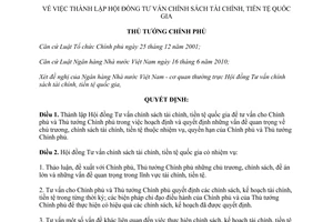 Quyết định 58/2011/QĐ-TTg Hội đồng Tư vấn chính sách tài chính, tiền tệ