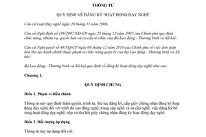 Thông tư 29/2011/TT-BLĐTBXH