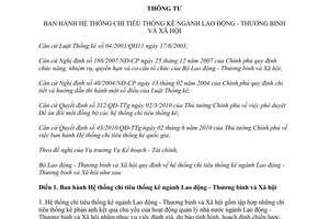 Thông tư 30/2011/TT-BLĐTBXH Hệ thống chỉ tiêu thống kê ngành Lao động