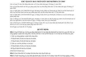 Quyết định 2589/QĐ-UBND 2011 công bố Danh mục văn bản quy phạm Cần Thơ hết hiệu lực còn hiệu lực