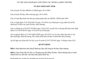 Quyết định 35/2011/QĐ-UBND  quy chế công tác thi đua khen thưởng tỉnh Bình Định