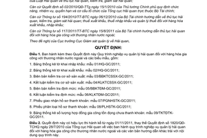 Quyết định 2344/QĐ-TCHQ Quy trình nghiệp vụ quản lý hải quan