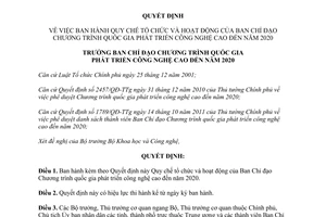 Quyết định 92/QĐ-BCĐCNC Quy chế tổ chức và hoạt động Ban Chỉ đạo