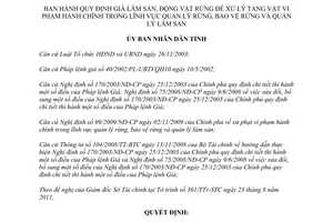 Quyết định 34/2011/QĐ-UBND  giá lâm sản, động vật rừng để xử lý tang vật