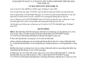 Quyết định 54/2011/QĐ-UBND học sinh cư trú hưởng chế độ học sinh bán trú Nghệ An