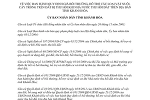 Quyết định 31/2011/QĐ-UBND giá bồi thường, hỗ trợ vật nuôi, cây trồng