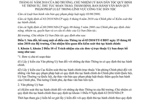 Thông tư 03/2011/TT-UBDT sửa đổi Thông tư 03/2010/TT-UBDT quy định trình tự