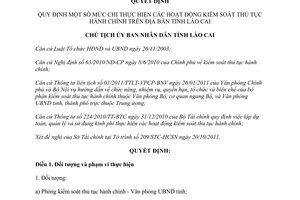 Quyết định 2862/QĐ-UBND năm 2011 mức chi kiểm soát thủ tục hành chính tỉnh Lào Cai