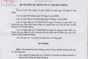 Thông tư 29/2011/TT-BTTTT Quy chuẩn kỹ thuật quốc gia về viễn thông