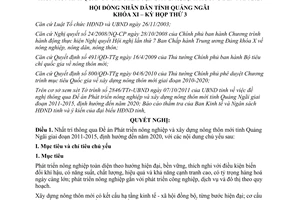 Nghị quyết 27/2011/NQ-HĐND thông qua Đề án Phát triển nông nghiệp và xây dựng