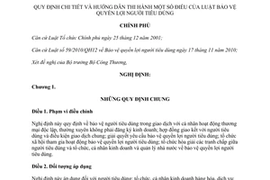 Nghị định 99/2011/NĐ-CP hướng dẫn Luật Bảo vệ quyền lợi người tiêu dùng