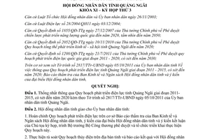 Nghị quyết số 25/2011/NQ-HĐND quy hoạch phát triển điện lực 2011-2015 Quảng Ngãi