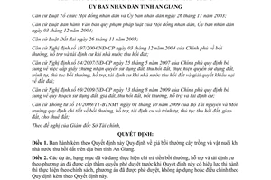 Quyết định 50/2011/QĐ-UBND  giá bồi thường cây trồng và vật nuôi