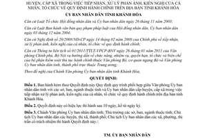 Quyết định 32/2011/QĐ-UBND quy trình phối hợp giữa Văn phòng Ủy ban