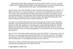 Hướng dẫn 20-HD/BTGTW thực hiện Nghị quyết 02-NQ/TW định hướng chiến lược