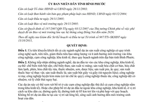 Quyết định 61/2011/QĐ-UBND bố trí ngành nghề, dự án sản xuất công nghiệp