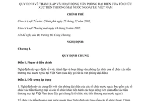 Nghị định 100/2011/NĐ-CP thành lập và hoạt động văn phòng đại diện