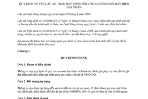 Thông tư 28/2011/TT-BKHCN Quy định về yêu cầu an toàn hạt nhân đối với địa điểm