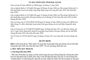 Quyết định 1725/QĐ-UBND duyệt đề án điều chỉnh quy hoạch phát triển giao thông vận tải Hậu Giang 2011