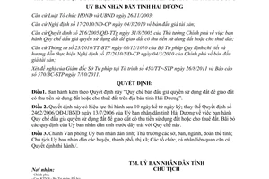 Quyết định 26/2011/QĐ-UBND bán đấu giá quyền sử dụng đất Hải Dương