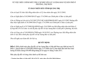 Quyết định 2271/QĐ-UBND 2011 điều chỉnh phụ cấp lực lượng bảo vệ dân phố Quảng Trị