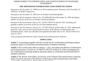 Circular No. 32/2011/TT-BTTTT on promulgating the list of information