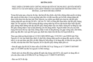 Hướng dẫn 67/HD-STNMT 2011 cấp đổi Giấy chứng nhận quyền sử dụng đất nhà ở Thái Nguyên