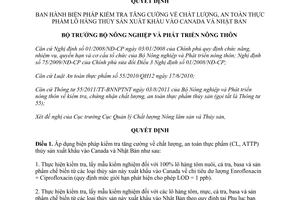 Quyết định 2654/QĐ-BNN-QLCL  biện pháp kiểm tra tăng cường chất lượng