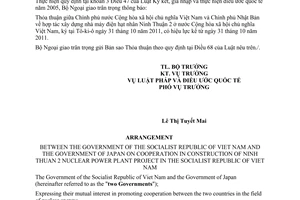 Thỏa thuận hợp tác xây dựng nhà máy điện hạt nhân Ninh Thuận 2 giữa Việt Nam