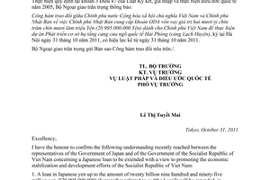 Thông báo hiệu lực Công đàm trao đổi Nhật Bản cung cấp khoản ODA vốn vay
