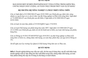 Quyết định 2646/QĐ-BNN-QLCL biện pháp kiểm soát tăng cường trong kiểm tra