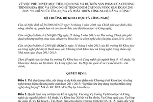 Quyết định 3084/QĐ-BKHCN Chương trình khoa học và công nghệ trọng điểm