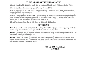 Quyết định 30/2011/QĐ-UBND bảo vệ nguồn nước cấp công trình cấp nước tiêu thụ