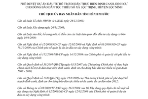 Quyết định 2198/QĐ-UBND năm 2011 di dân định canh định cư dân tộc thiểu số Lộc Thịnh Bình Phước