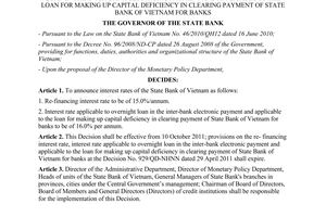 Decision No. 2210/QD-NHNN on refinancing interest rate, interest rate applicable