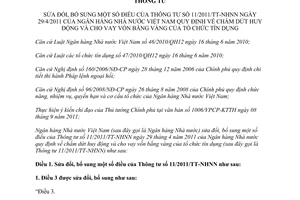 Thông tư 32/2011/TT-NHNN sửa đổi Thông tư 11/2011/TT-NHNN chấm dứt huy động