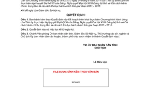 Quyết định số 492/QĐ-UBND năm 2011 cải cách thủ tục hành chính Bình Định