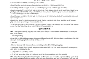 Quyết định 32/2011/QĐ-UBND Lệ phí cấp giấy phép kinh doanh vận tải bằng xe ôtô