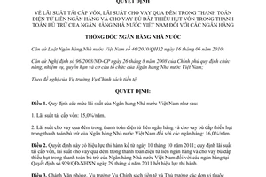 Quyết định 2210/QĐ-NHNN  lãi suất tái cấp vốn, cho vay qua đêm trong