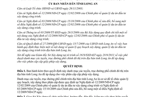 Quyết định 38/2011/QĐ-UBND danh mục tuyến, trục đường phố chính đô thị