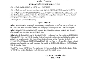 Quyết định 29/2011/QĐ-UBND hỗ trợ đào tạo cán bộ công viên chức đi học Lai Châu