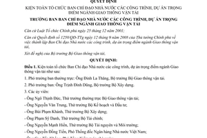 Quyết định 75/QĐ-BCĐGTVT kiện toàn tổ chức Ban Chỉ đạo Nhà nước