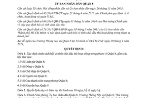 Quyết định 07/2011/QĐ-UBND xác định danh sách hội có tính chất đặc thù